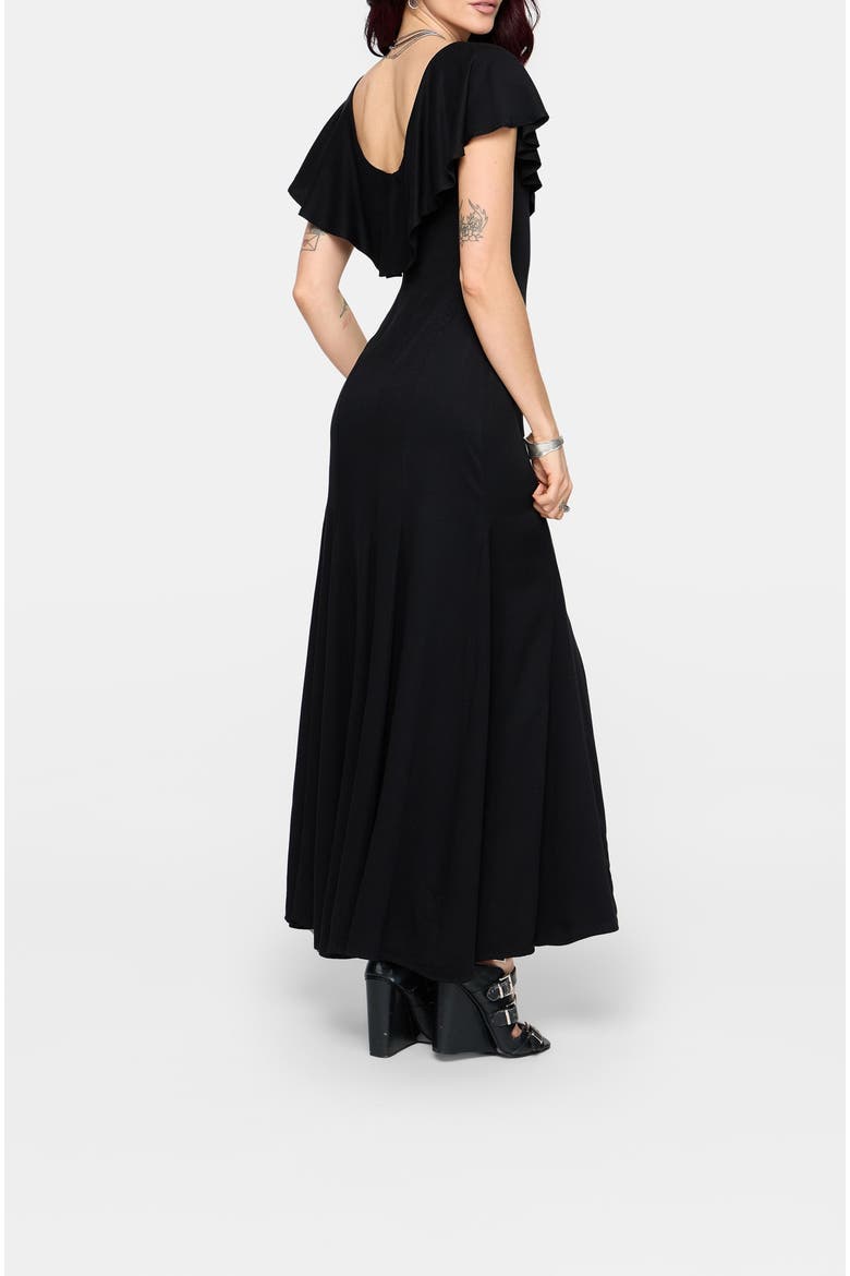 Aren Ruffle Tie Front Maxi Dress, Alternate, color, Black
