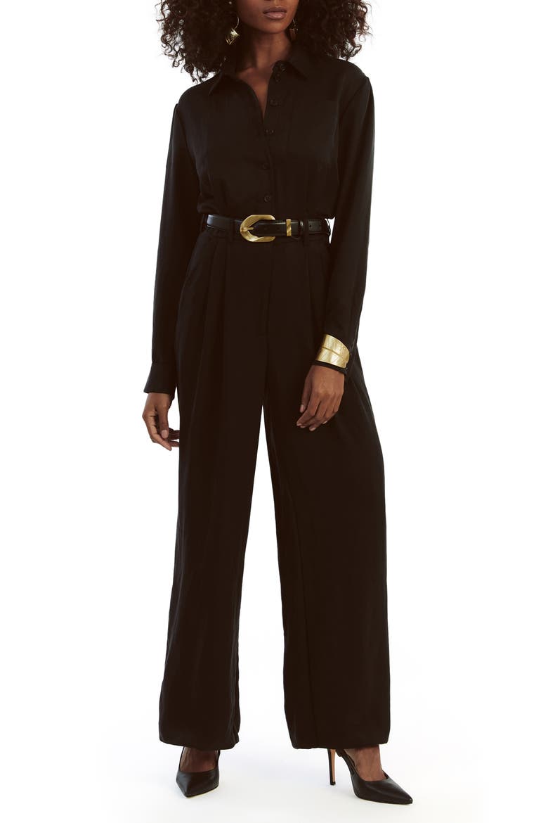 Zarri Long Sleeve Jumpsuit, Main, color, BLACK