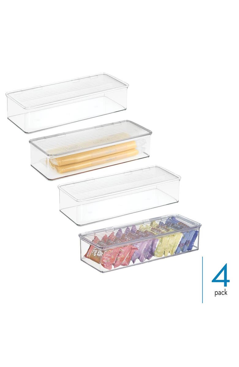 iDesign Stackable Hinged-Lid Pantry Storage Box - Set of 4 - Clear, Alternate, color, Clear
