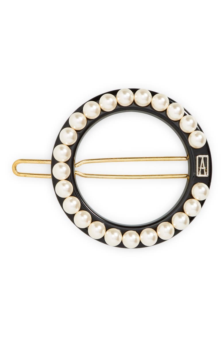 Circle Side Barrette, Main, color, BLACK