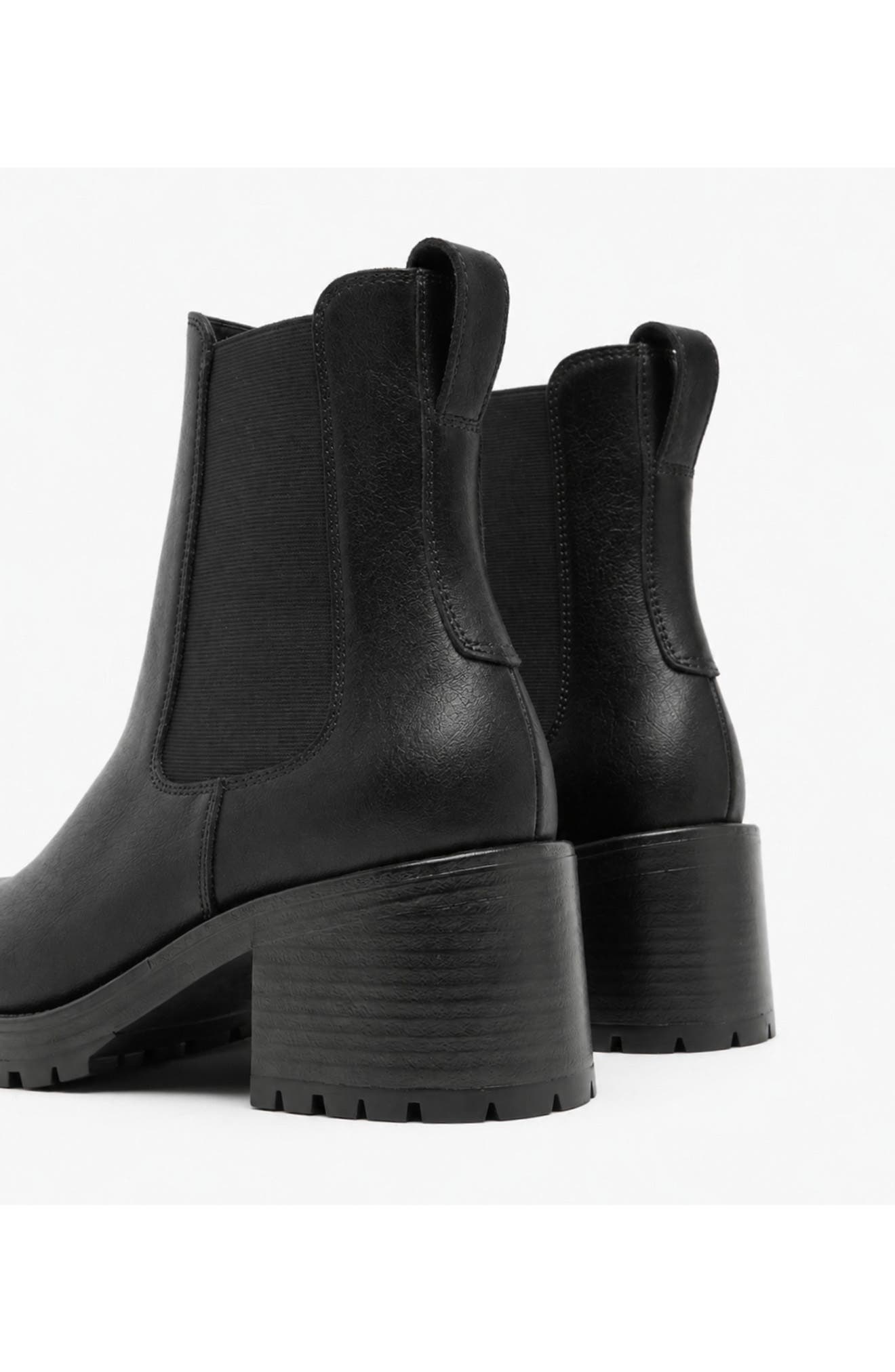 Waffle Leather Chelsea Boot, Alternate, color, BLACK LEATHER