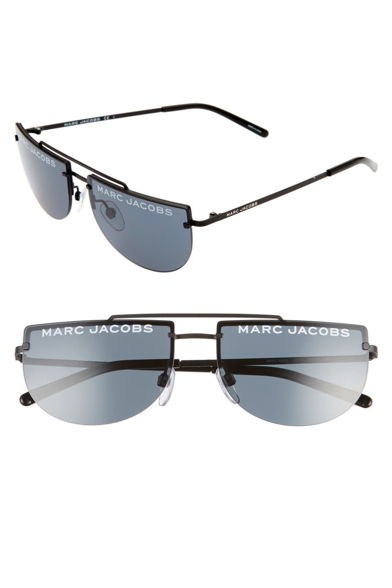 The Marc Jacobs 56mm Rimless Sunglasses, Main, color, MATTE BLACK/ GREY BLUE