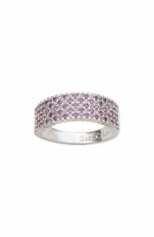 SUZY LEVIAN DIAMONDS Sterling Silver Pavé Pink & White Sapphire Half Band Ring