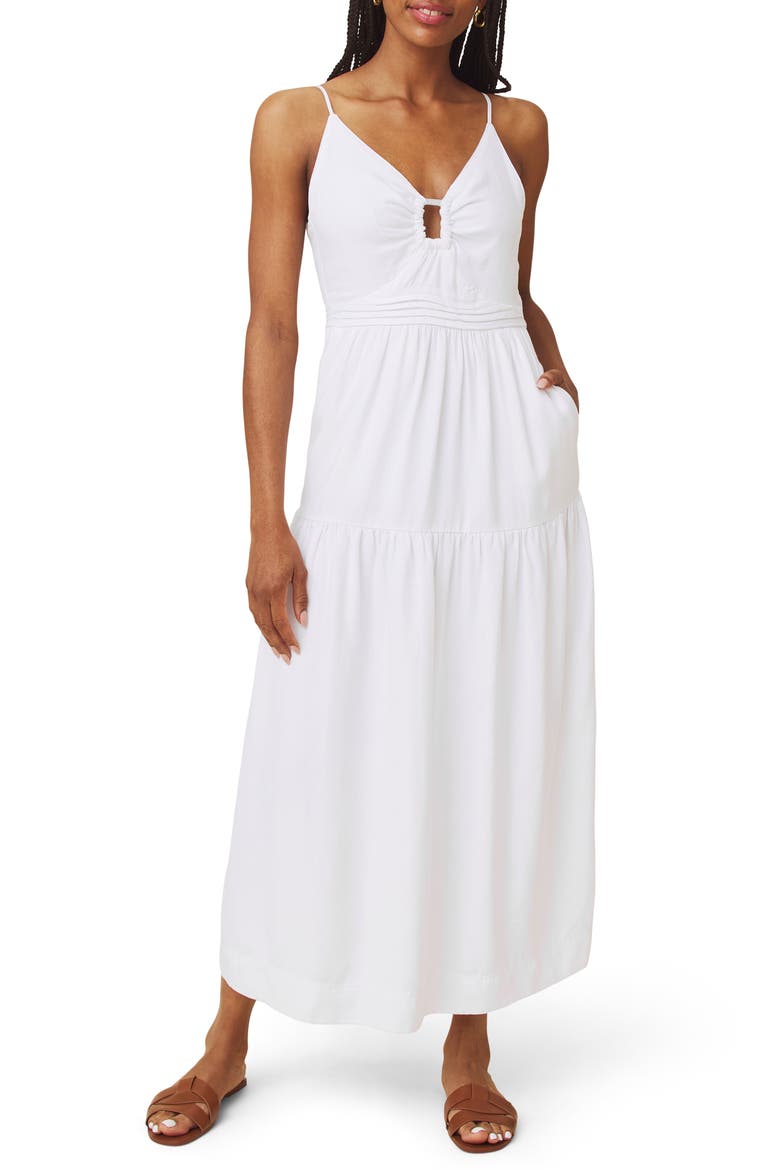 Darcy Sleeveless Tiered Maxi Dress, Main, color, WHITE