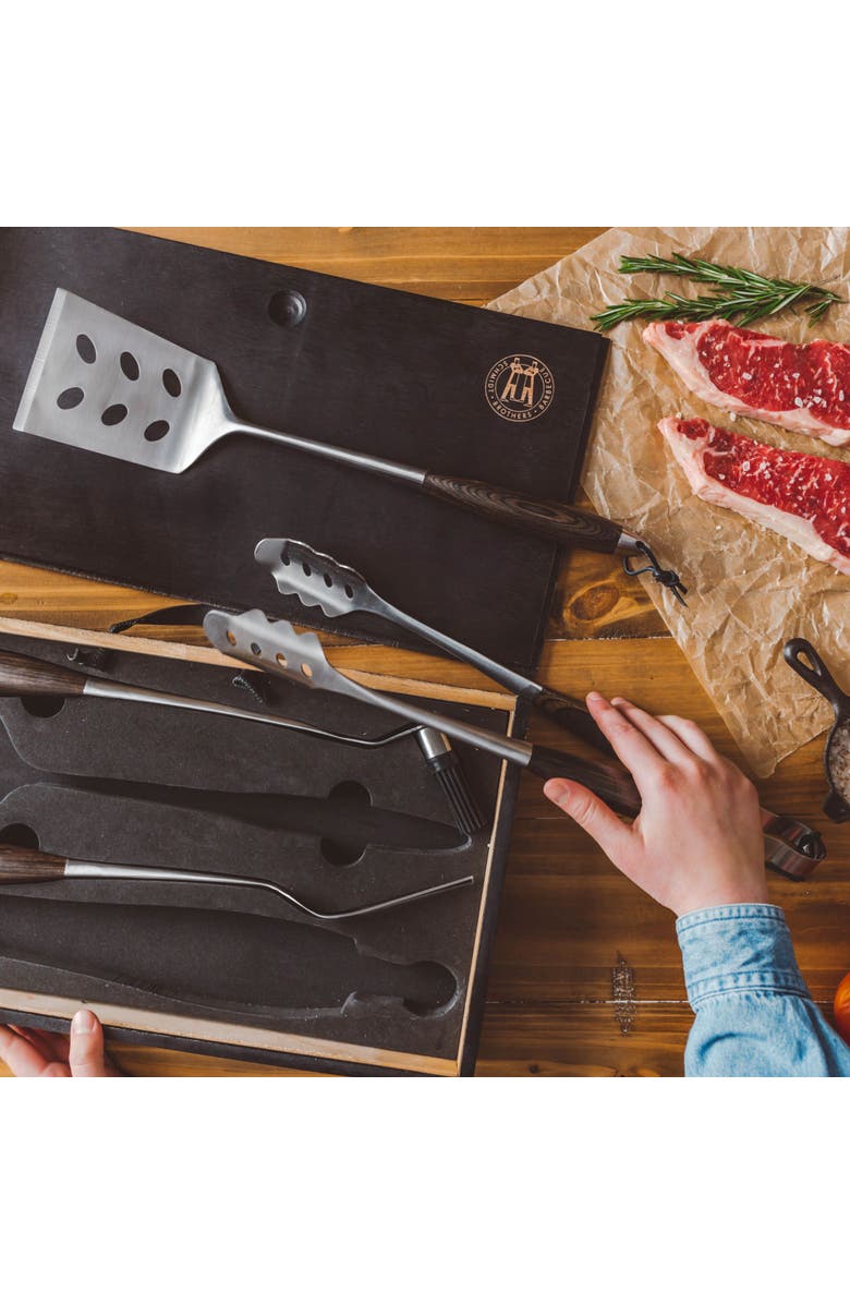 Schmidt Brothers Cutlery Bonded Ash 4-Piece BBQ Tool Set, Alternate, color, 