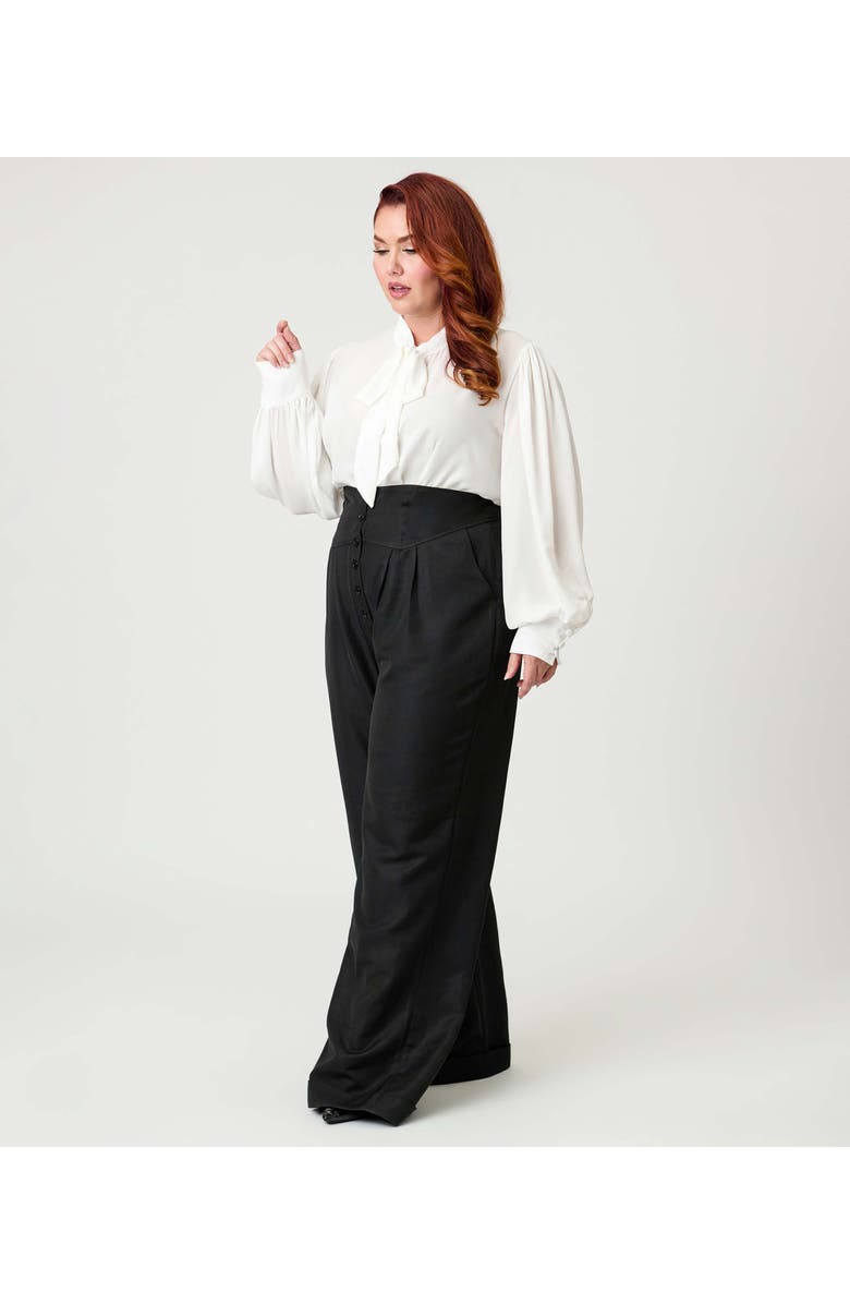 Unique Vintage Plus Size High Waist Trouser, Alternate, color, Black Solid