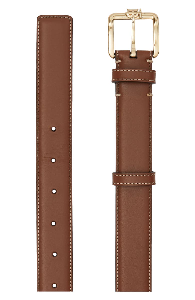 Burberry Topstitch Leather Belt, Alternate, color,