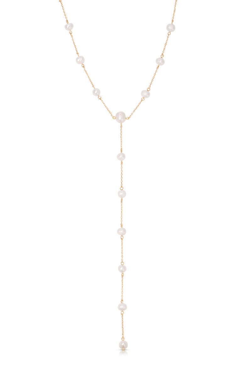 Dripping Freshwater Pearl Y-Necklace, Alternate, color, GOLD