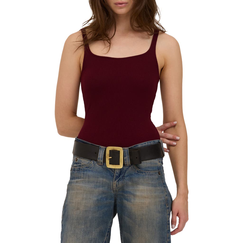 Project Social T Olsen Rib Scoop Neck Tank In Dark Cherry
