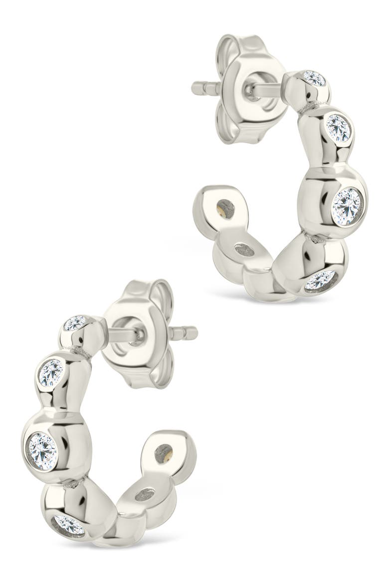 Maison Cubic Zirconia Bubble Micro Hoop Earrings, Alternate, color, SILVER