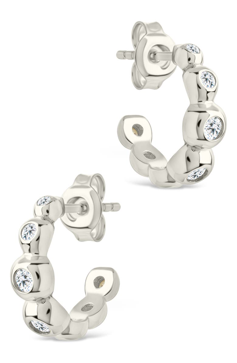 Sterling Forever Maison Cubic Zirconia Bubble Micro Hoop Earrings, Alternate, color, Silver