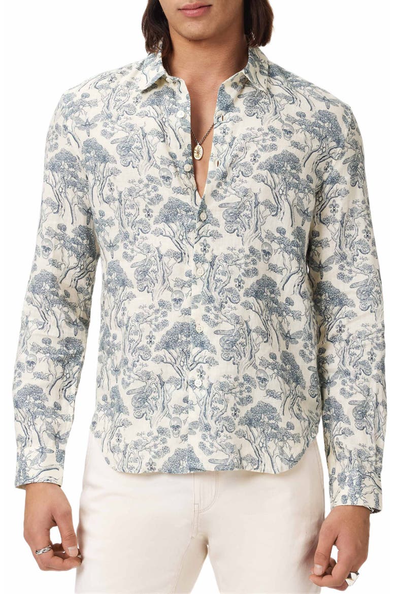 Ross Slim Fit Linen Button-Up Shirt, Main, color, IVORY