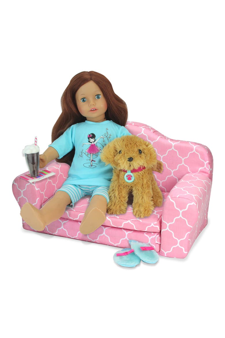 Sophia's Fold-Out Couch, Alternate, color, PINK