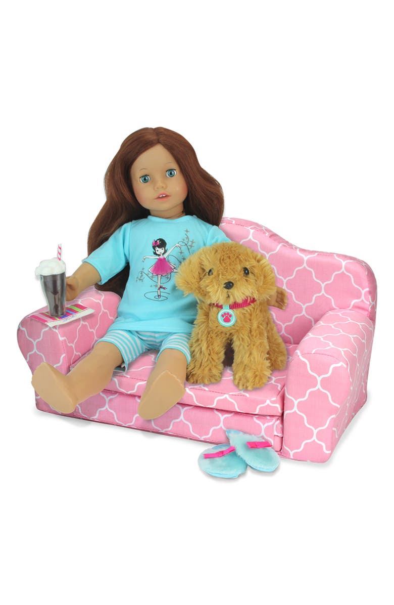 Teamson Kids Sophia's Fold-Out Couch, Alternate, color, Pink