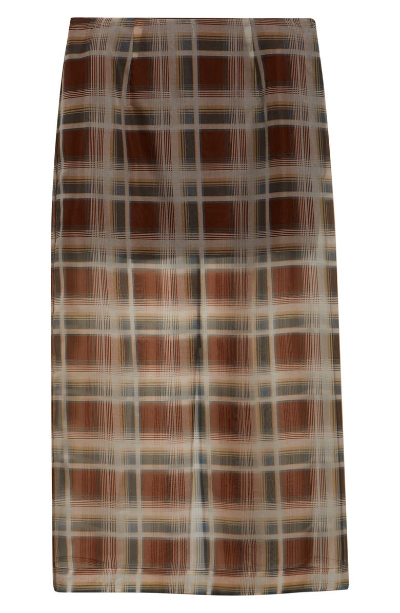 FRAME The Plaid Silk Organza Midi Skirt, Alternate, color, Silver Peony Multi