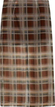 FRAME The Plaid Silk Organza Midi Skirt
