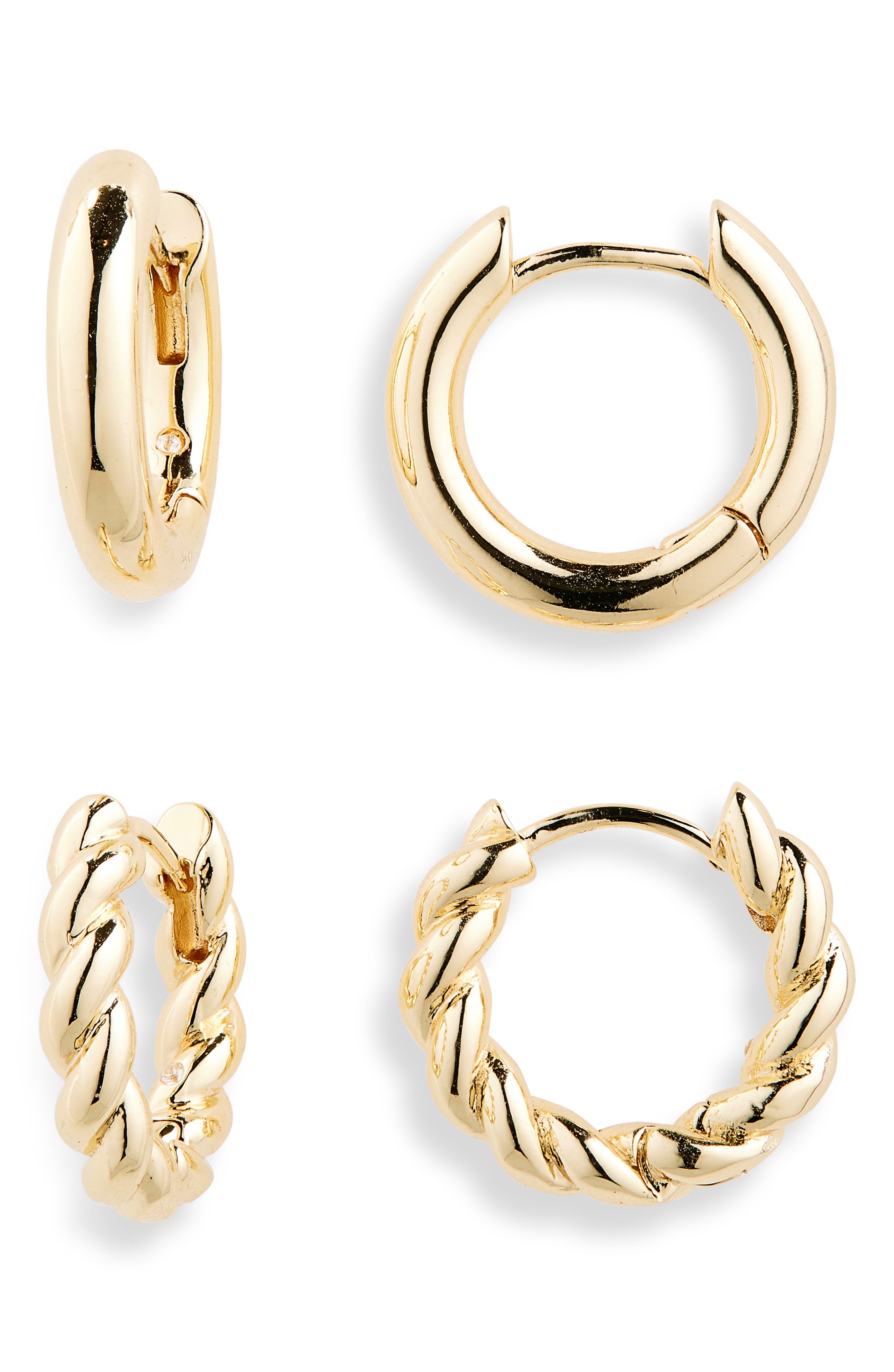 NORDSTROM RACK Demi Fine 2-Pack Assorted Huggie Hoop Earrings