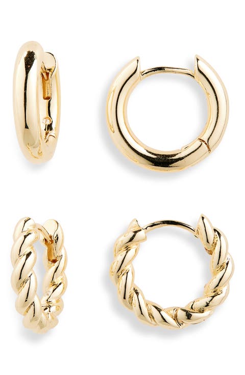 Demi Fine 2-Pack Assorted Huggie Hoop Earrings