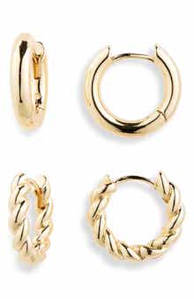 NORDSTROM RACK Demi Fine 2-Pack Assorted Huggie Hoop Earrings