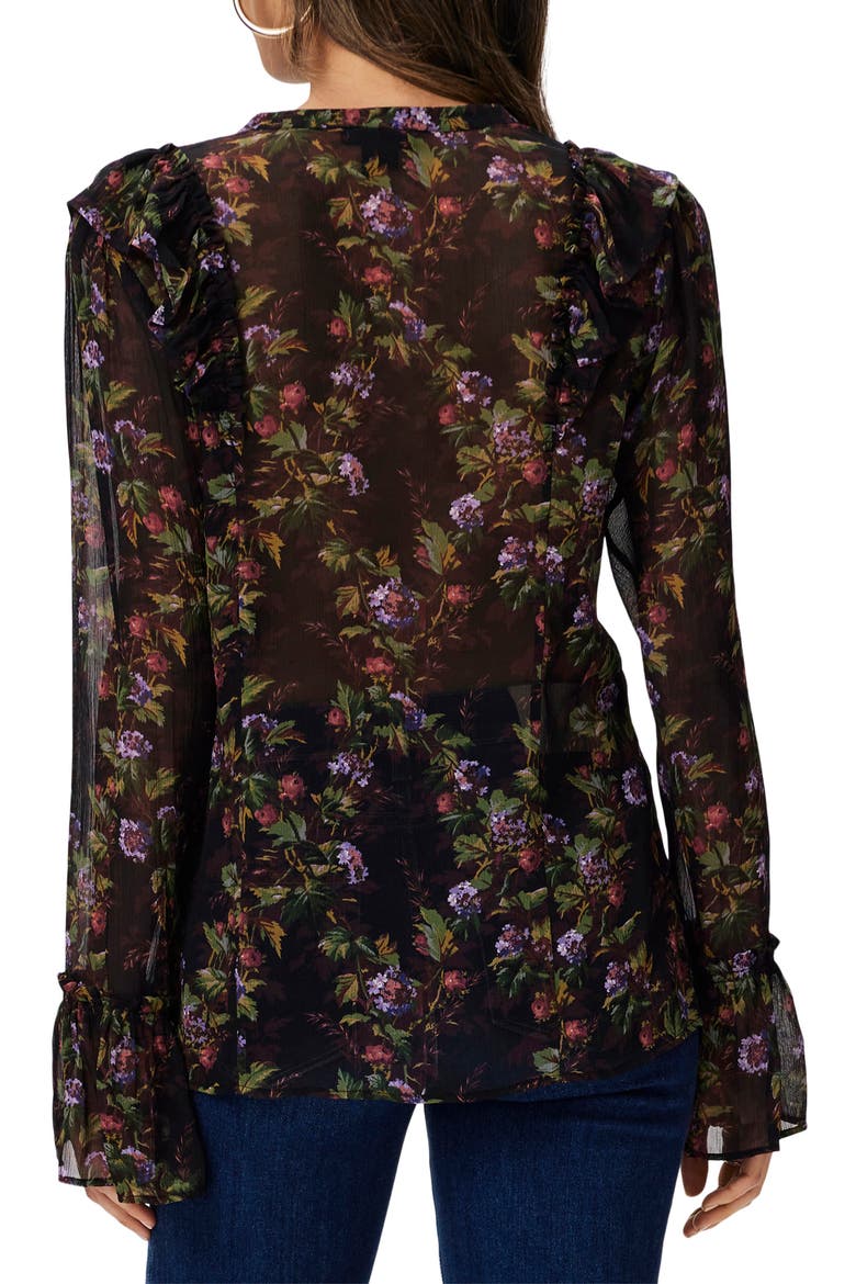 Tuscany Floral Print Silk Georgette Button-Up Shirt, Alternate, color, BLK MLTI