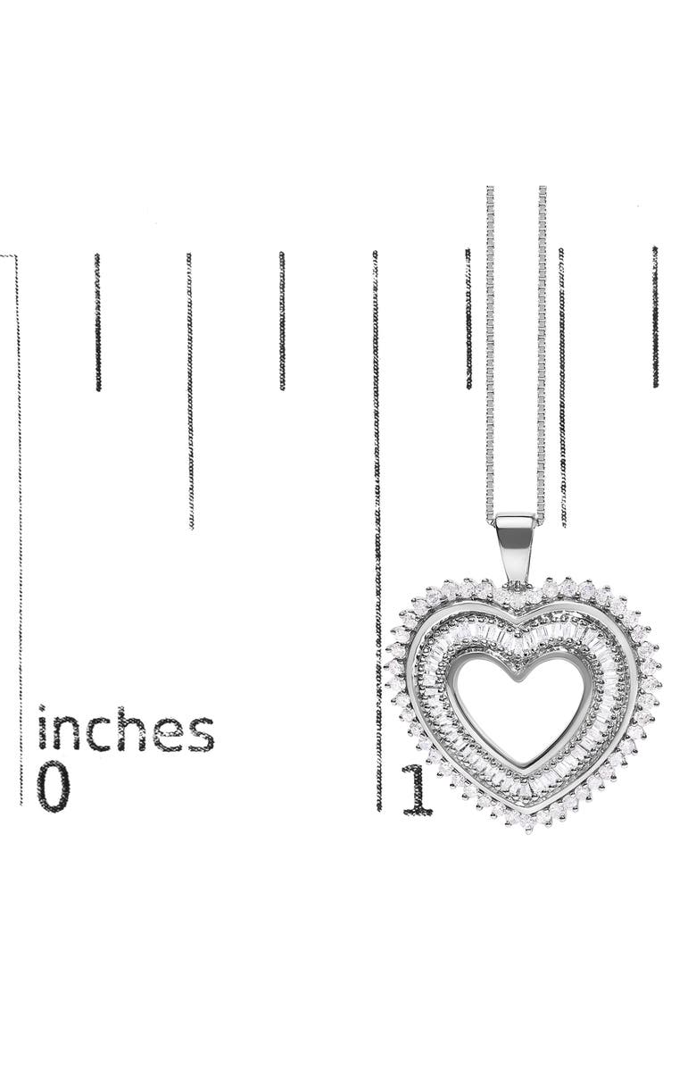 Haus of Brilliance .925 Sterling Silver 1.0 Ctw Diamond Shadow Open Heart Halo Pendant Necklace, Alternate, color, White