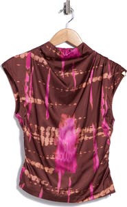 AREA STARS Avery Abstract Cowl Neck Top