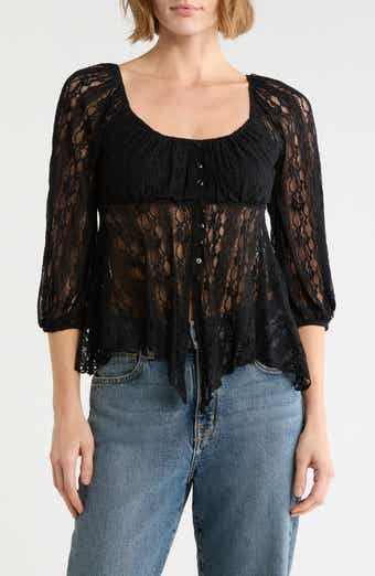 Empire Waist Three-Quarter Sleeve Lace Top