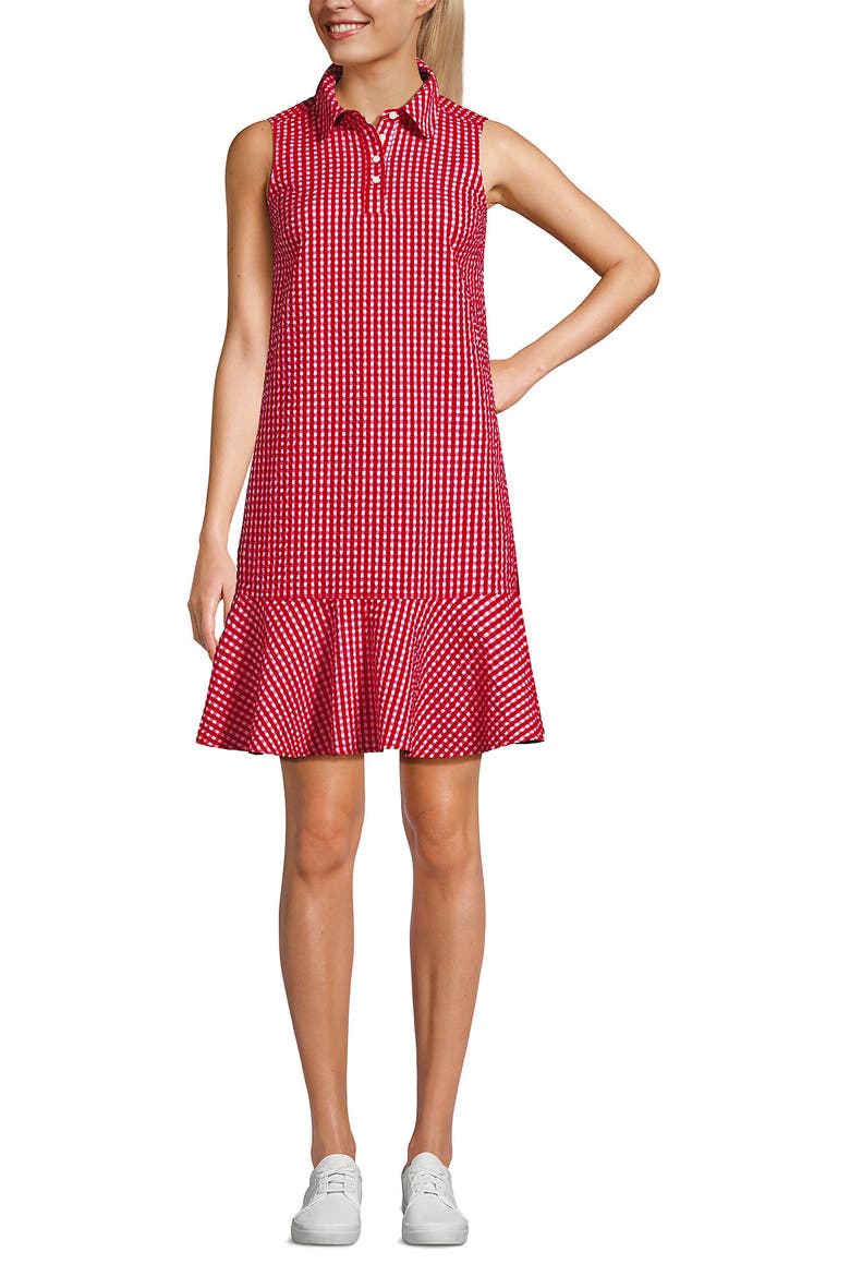 Seersucker Tennis Dress, Alternate, color, Compass Red/Pink Gingham