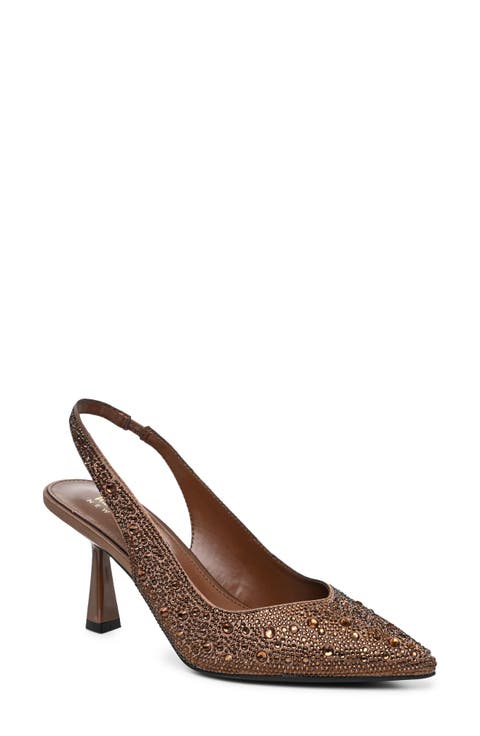 Embellished Pointed Toe Slingback Pump
