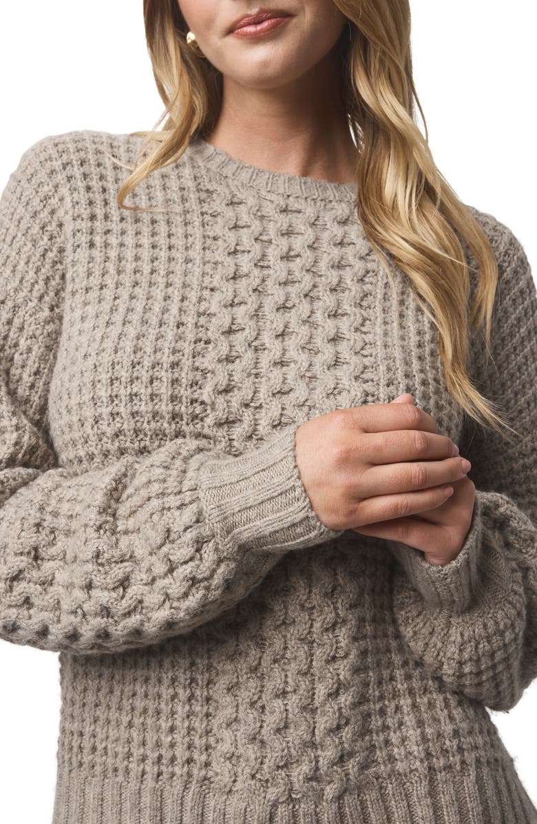 Splendid Celeste Cable Stitch Sweater, Alternate, color, Light Cedar Beige Heather
