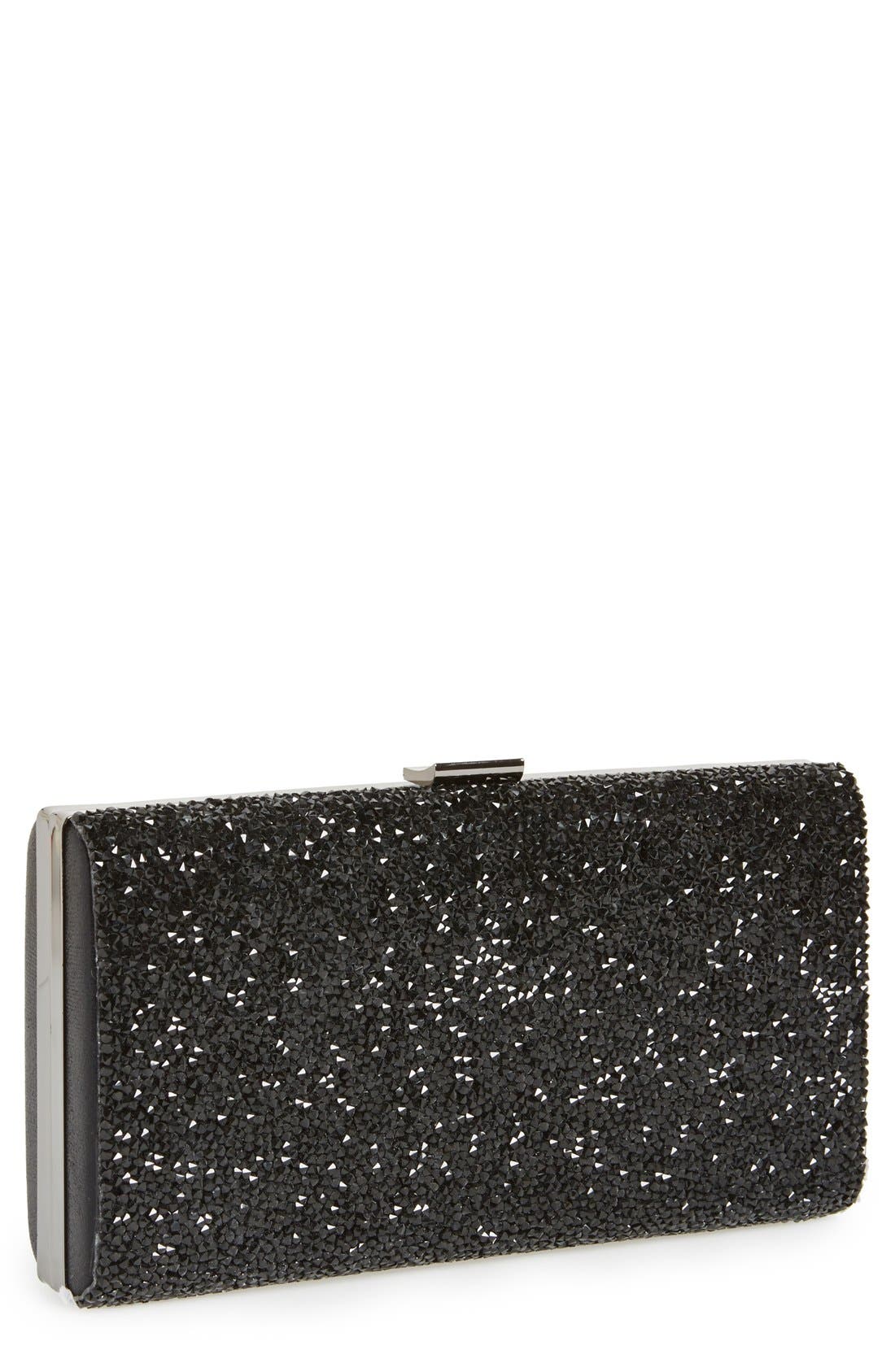 Natasha Couture Crystal Clutch, Alternate, color, BLACK