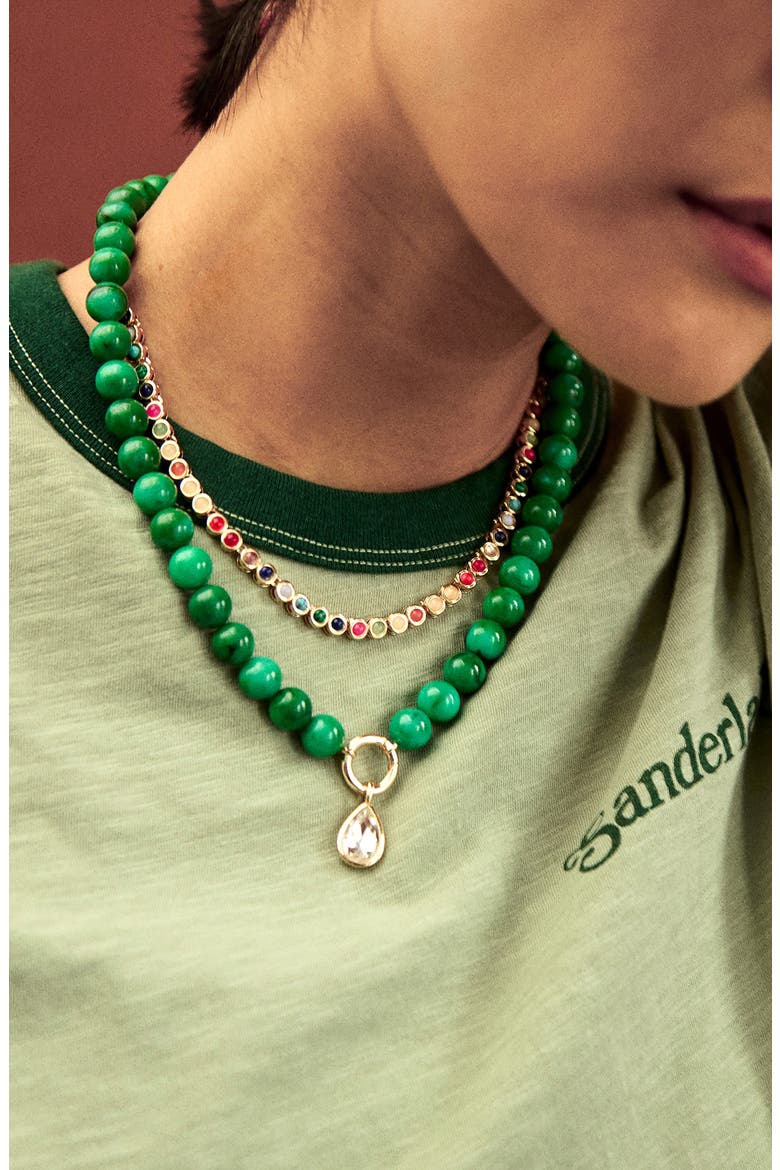 Janette Beaded Pendant Necklace, Alternate, color, GREEN