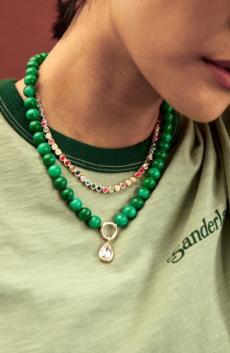 BaubleBar Janette Beaded Pendant Necklace, Alternate, color, Green