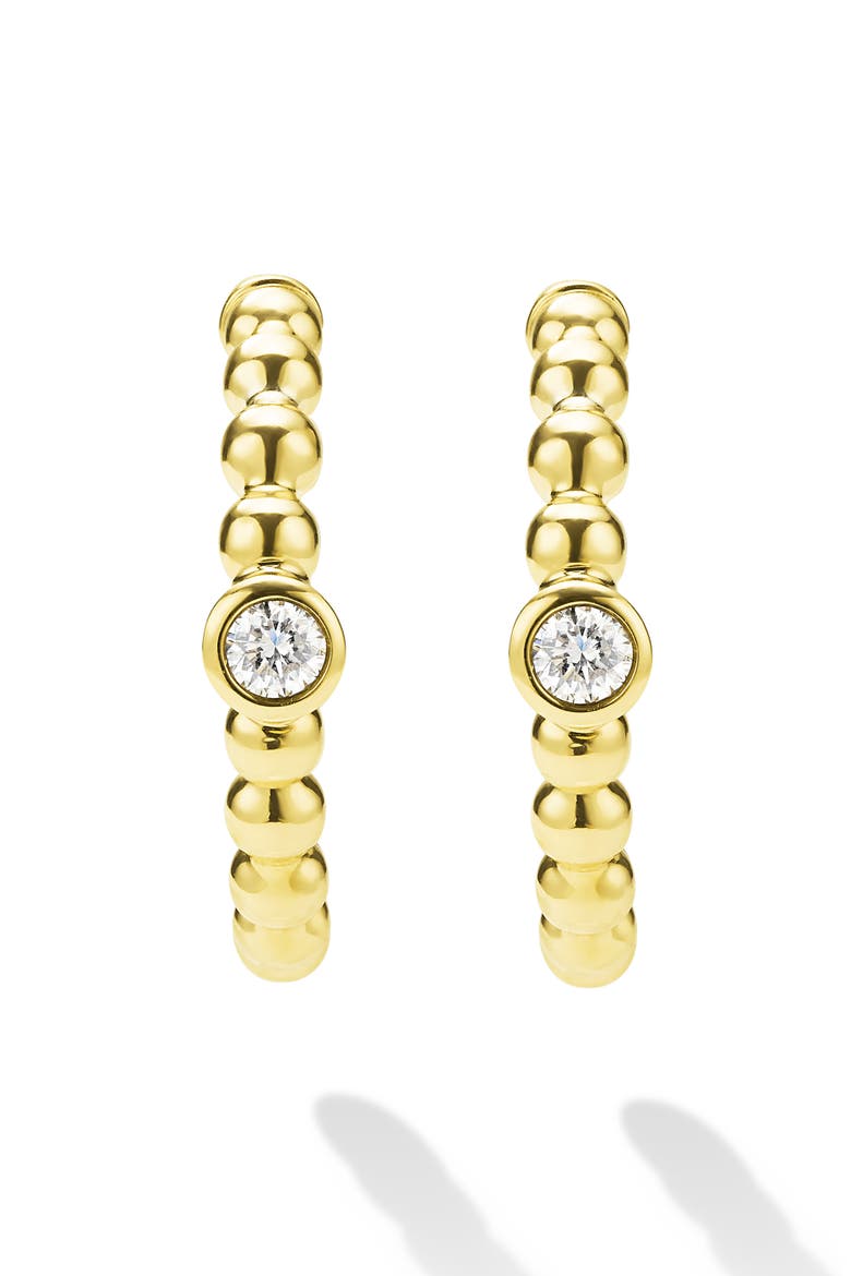Caviar Diamond Hoop Earrings, Alternate, color, GOLD
