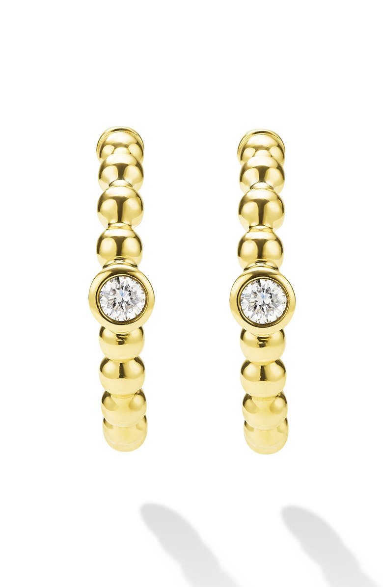 LAGOS Caviar Diamond Hoop Earrings, Alternate, color, Gold
