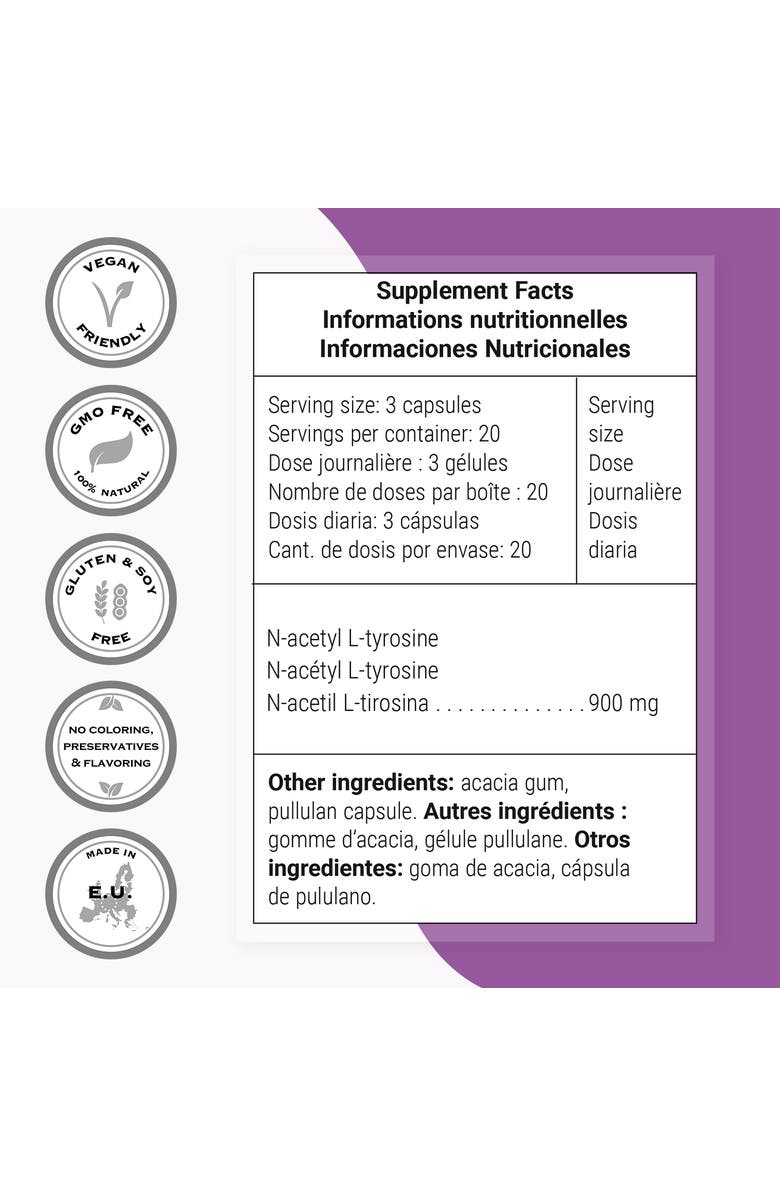 SuperSmart N-Acetyl L-Tyrosine Supplement, Alternate, color, NO COLOR