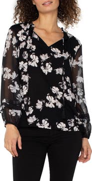 Liverpool Los Angeles Shirred Woven Popover Top