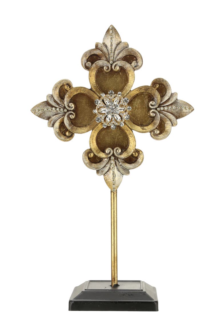 Jeweled Fleur De Lis Finial, Main, color, Gold