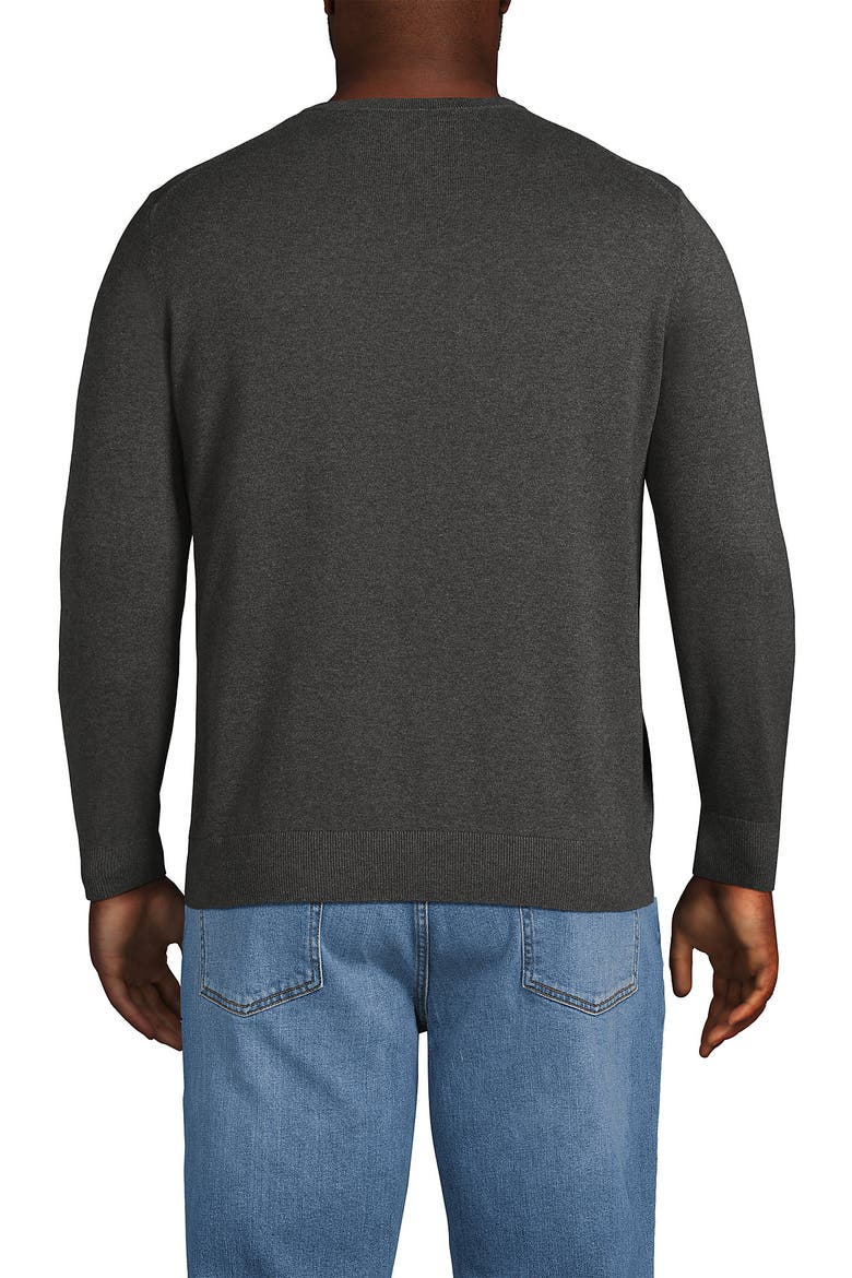 Fine Gauge Cotton V Neck Sweater, Alternate, color, Charcoal Heather