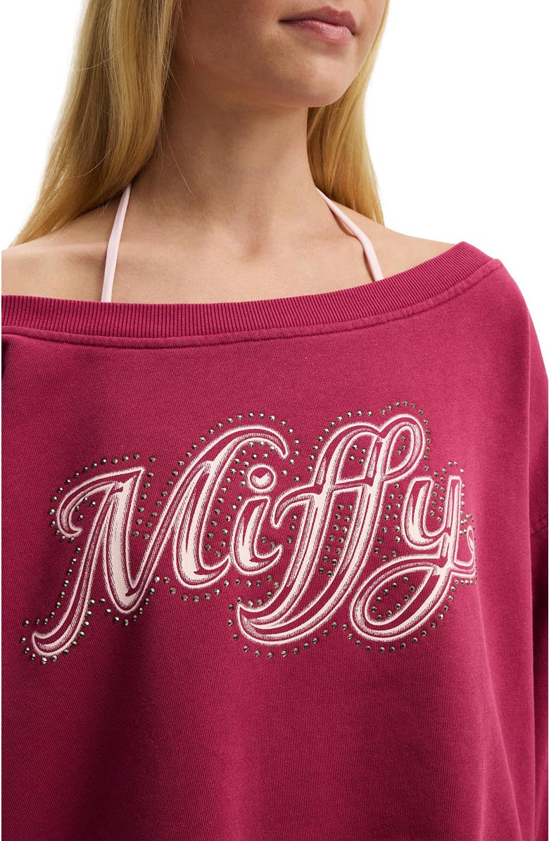 Cotton On Women's Off Shoulder Sweatshirt - License, Alternate, color, Lcn Mif Washed Dark Lotus