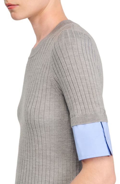 Sandro Sweater With Contrast Short Sleeves In Gray
