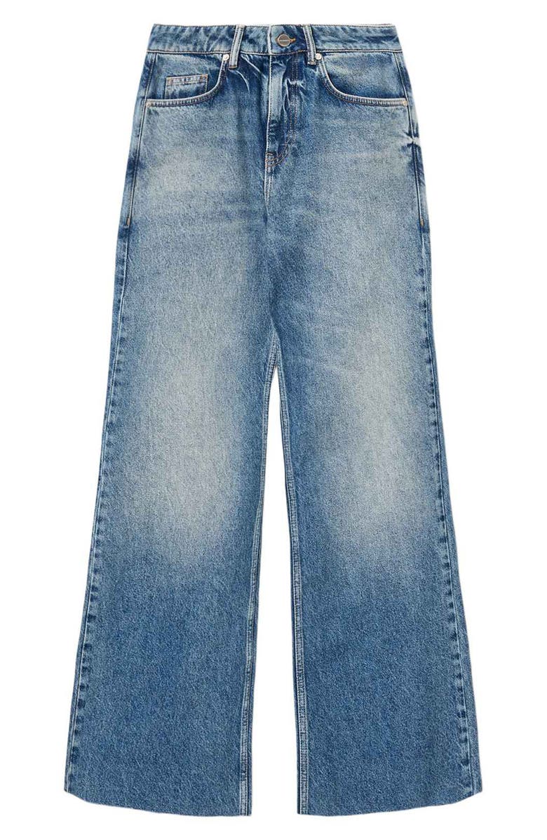 AllSaints Ember Relaxed Raw Hem Flare Jeans, Alternate, color, Vintage Indigo
