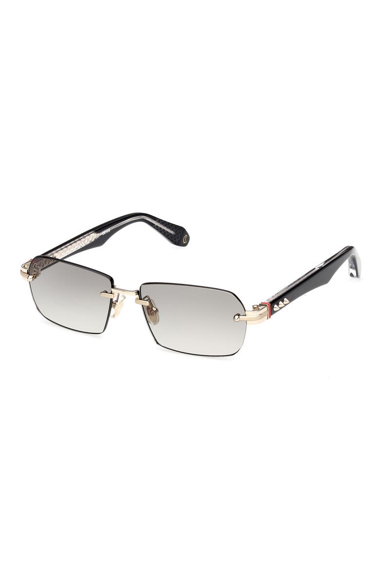 56mm Rectangular Sunglasses, Alternate, color, GOLD/ BLACK/ CRYSTAL/ SMOKE