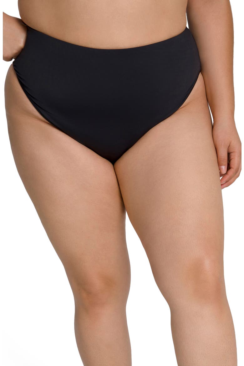 High Waist Reversible Swim Bottoms, Alternate, color, BLACK