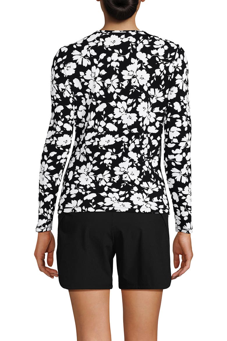 SunShade UPF 50 Long Sleeve Rash Guard Swim Tee, Alternate, color, Black Blossom Floral