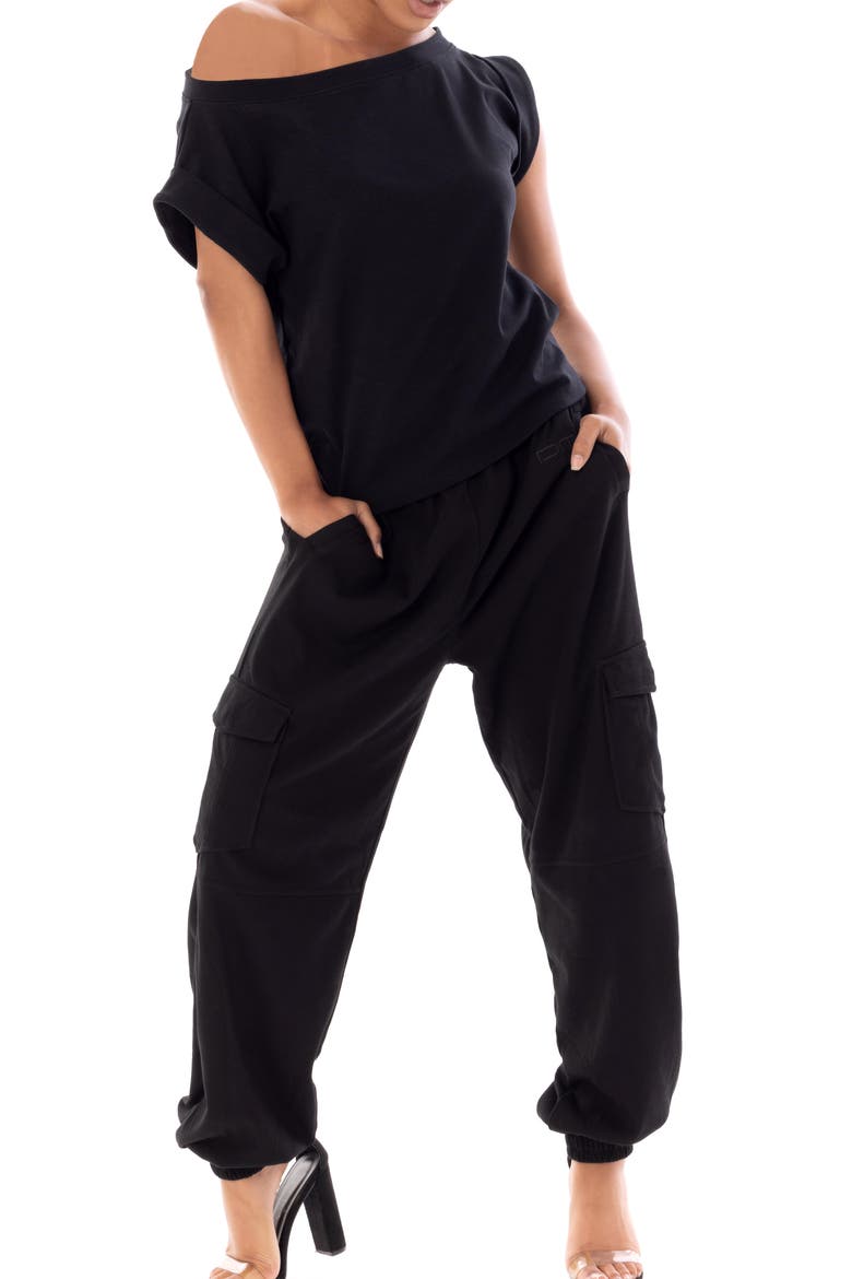 Unisex Cargo Joggers, Alternate, color, BLACK