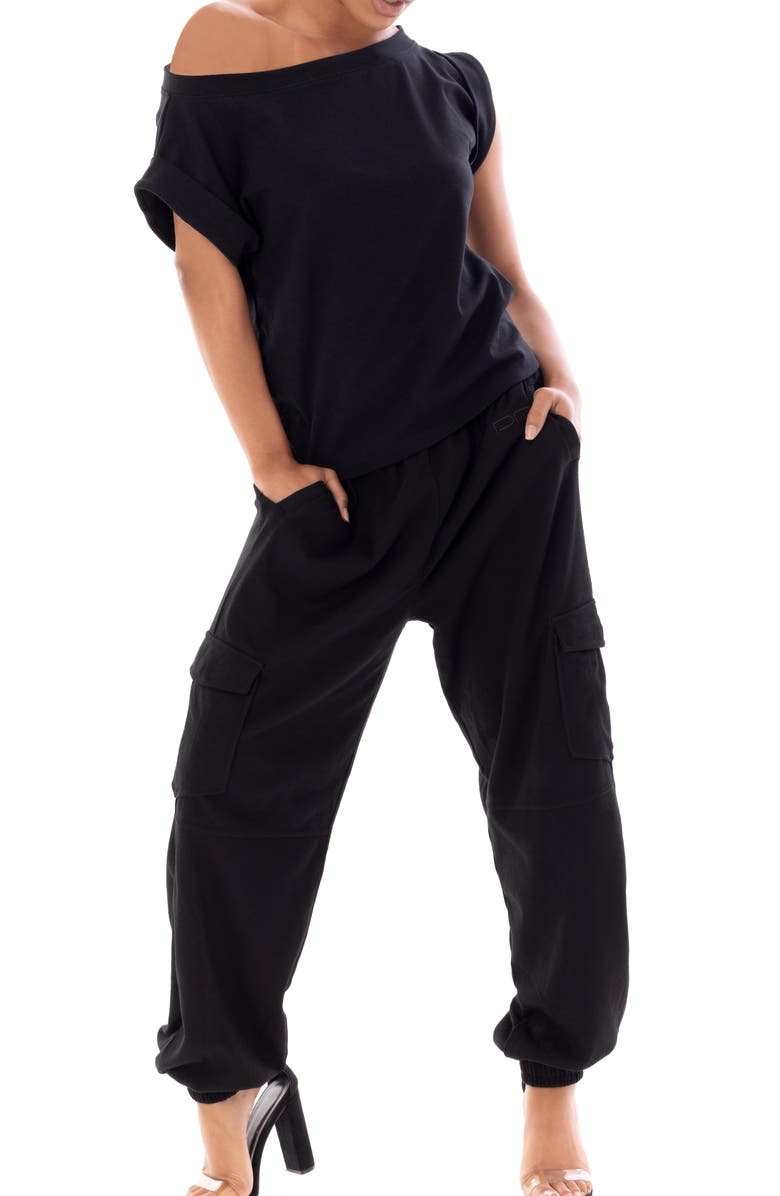 Dai Moda Unisex Cargo Joggers, Alternate, color, Black