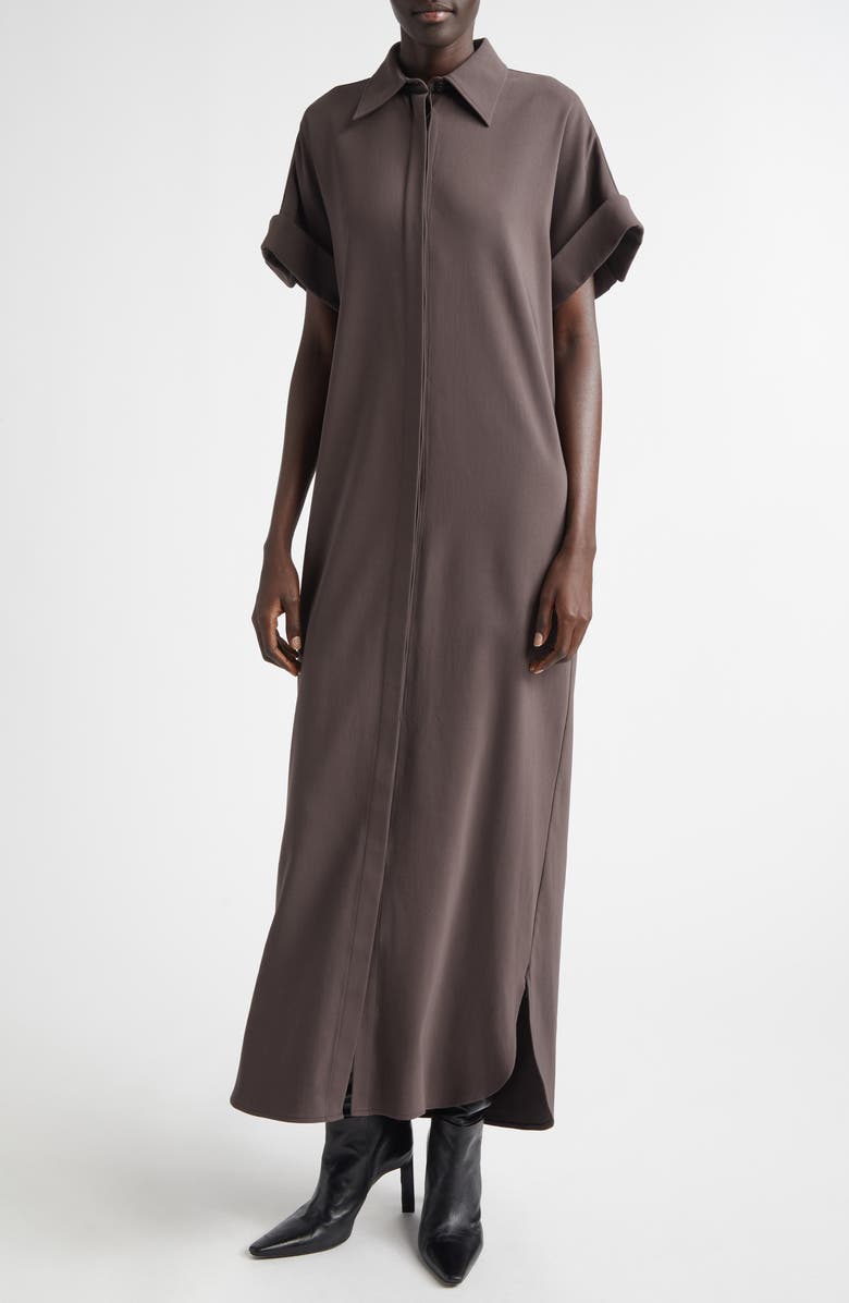 Brandon Maxwell The Emory Stretch Cotton Blend Shirtdress, Main, color, Truffle
