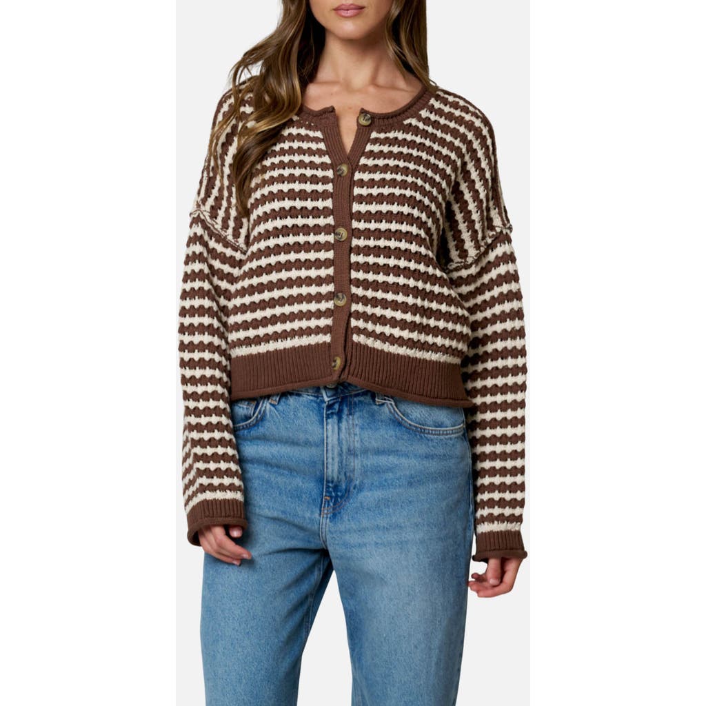 Blu Pepper Stripe Cotton Blend Cardigan In Brown