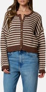 Blu Pepper Stripe Cotton Blend Cardigan